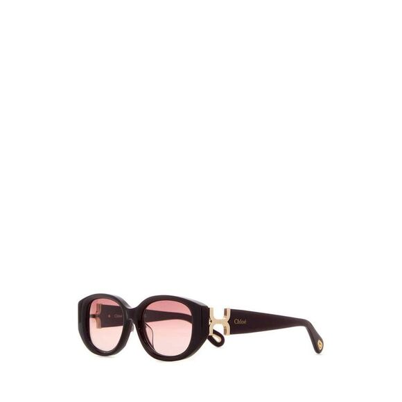 CHLOE Accessories - CHLOE Acetate Oversized Sunglasses with Signature Logo Detail Women BURGUNDY